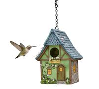 Nichoir de jardin pour oiseaux - Résistant aux intempéries - Robuste avec ouvertures de nettoyage - Nichoir pour petits oiseaux chanteurs tels que les mésanges, les passereaux et les faucons (vert)