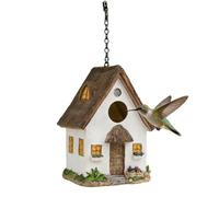 Nichoir de jardin pour oiseaux - Résistant aux intempéries - Robuste avec ouvertures de nettoyage - Nichoir pour petits oiseaux chanteurs tels que les mésanges, les passereaux et les faucons (blanc)