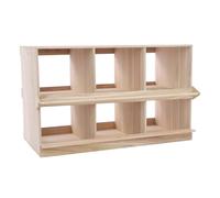 Nichoir en bois à 6 compartiments pour poules, design à 2 niveaux, 94 x 44 x 58 cm, bien ventilé et stable, fente de collecte des œufs et perchoir pour ferme/arrière-cour, bois naturel