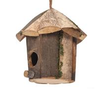 Nichoir en bois fabriqué à la main - 16 x 16 cm - Nichoir rustique pour petits oiseaux chanteurs - Prêt à accrocher pour arbre de terrasse