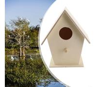 Nichoir en bois naturel pour jardin, cour et clôture à monter comme station de nidification pour oiseaux sauvages à la recherche de lieux de reproduction sûrs (A)
