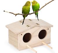 Nichoir en Bois pour Oiseaux, Maison d'Élevage avec Couvercles à Charnières pour Perruches, Calopsittes, Inséparables, Pinsons, Perroquets, Canaris