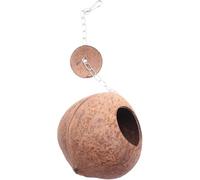 Nichoir en coquille de noix de coco naturelle pour animal domestique, perroquet, perruche, calopsitte, conure, canari, pigeon, rat, gerbille, souris, mangeoire pour graines, jouet de nidification