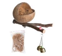 Nichoir en Noix De Coco, Nichoir Naturel De 12 Cm en Coquille De Noix De Coco, Refuge Décoratif pour Inséparables, Perruches, Pinsons Et Perruches Ondulées