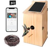 Nichoir intelligent à énergie solaire, 1080p HD sans fil pour l'extérieur, capture automatique de vidéos d'oiseaux, détection de mouvement et notification par application