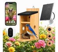 Nichoir intelligent avec caméra - Mangeoire à oiseaux à énergie solaire avec vision nocturne en couleur 4 MP, reconnaissance des espèces IA et étanchéité IP66, cadeau idéal pour les amateurs d'oiseaux