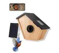 Nichoir intelligent avec caméra, nichoir HD 2K en bois, alimenté par l'énergie solaire, pour observer les oiseaux en plein air, diffusion en direct WiFi via application, idéal pour le jardin et