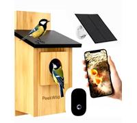 Nichoir intelligent avec caméra sans fil WiFi 5 MP - Nichoir à oiseaux solaire avec caméra, vision nocturne, détection de mouvement et visualisation en direct d'applications pour l'observation des