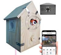 Nichoir Intelligent avec caméra WiFi, Vision Jour/Nuit HD 4 MP, Enregistrement sur Carte TF, Housse Anti-Pluie, contrôle par Application Mobile