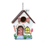 Nichoir Maison de Campagne Résine pour déco Extérieur Nichoir | Résine pour robuste, imperméable, résistant aux intempéries, pour idéal jardin terrasse, style maison blanche