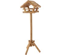 Nichoir Mangeoire à Oiseaux Pin Avec Chaume Et Support 53×53×122cm
