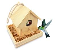 Nichoir Oiseaux Exterieur a Suspendre,Cabane Oiseaux en Bois,Maison D’Oiseau Sauvage,Nid Oiseau Canari,Nichoir Exterieur Refuge d'hiver,pour Jardin Rouge Gorge Mesange (A, 17.2x17.2x17.2CM)