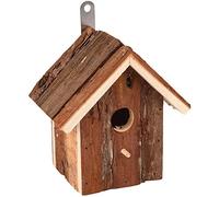 Nichoir Oiseaux extérieur - Gitano Bois - 16 cm - pour mésange Bleue, Tarin des aulnes & Troglodyte - Bois d’épicéa résistant aux intempéries - Trou d’entrée 28 mm - Crochet métallique - Flamingo