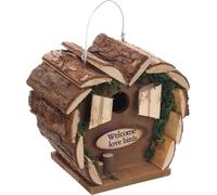 Nichoir Oiseaux Exterieur - nichoir mesange - 16x12x15,5cm - en Bois Naturel - Attirez et Protégez Les Oiseaux dans Votre Jardin - Flamingo Nichoir Cuoero Naturel