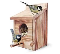 Nichoir Oiseaux Exterieur Original, Cabane Oiseaux en Bois Exterieur, Nid Oiseau Canari, Nichoirs à Oiseaux Sauvages, Nichoir Mésange pour Mésange Bleue Charbonnière Multifonction a Suspendre Jardin
