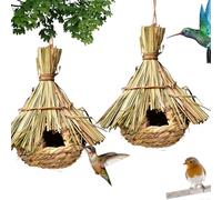 Nichoir Oiseaux Tissé à la Main, 2 Pièces Nichoirs pour Oiseaux Tissés à la Main, Nid D'Oiseau Fait À La Main, Nid Oiseau Fait à La Main pour Mésanges Charbonnières, Rouges-Gorges (des Billes, D)