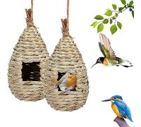 Nichoir Oiseaux Tissé à la Main, 2 Pièces Nichoirs pour Oiseaux Tissés à la Main, Nid D'Oiseau Fait À La Main, Nid Oiseau Fait à La Main pour Mésanges Charbonnières, Rouges-Gorges (des Billes, A)