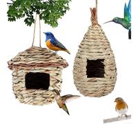 Nichoir Oiseaux Tissé à la Main, 2 Pièces Nichoirs pour Oiseaux Tissés à la Main, Nid D'Oiseau Fait À La Main, Nid Oiseau Fait à La Main pour Mésanges Charbonnières, Rouges-Gorges (des Billes, C)