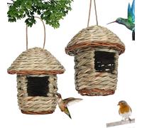 Nichoir Oiseaux Tissé à la Main, 2 Pièces Nichoirs pour Oiseaux Tissés à la Main, Nid D'Oiseau Fait À La Main, Nid Oiseau Fait à La Main pour Mésanges Charbonnières, Rouges-Gorges (des Billes, E)