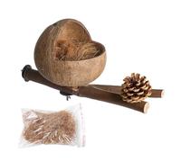 Nichoir pour Cage | Nid D'oiseau en Coquille De Noix De Coco Naturelle - Nichoir pour Perroquet avec Noix De Coco Râpée pour Pinsons, Perruche Ondulée, Calopsitte, Perruche