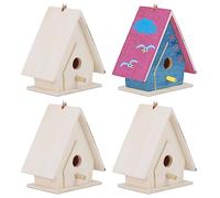 Nichoir pour Oiseaux en Bois, Boîte Nichoirs en Boi de Pin Maison d'oiseaux à Suspendre Nid D'oiseau en Bois Naturel Non Fini pour Jardin Cour Extérieur (#2, 4pcs)