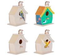 Nichoir pour Oiseaux en Bois, Boîte Nichoirs en Boi de Pin Maison d'oiseaux à Suspendre Nid D'oiseau en Bois Naturel Non Fini pour Jardin Cour Extérieur (#1, 4pcs)
