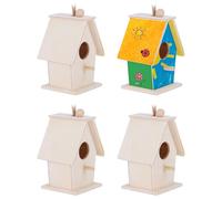 Nichoir pour Oiseaux en Bois, Boîte Nichoirs en Boi de Pin Maison d'oiseaux à Suspendre Nid D'oiseau en Bois Naturel Non Fini pour Jardin Cour Extérieur (#4, 4pcs)