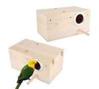 Nichoir pour Oiseaux en Bois, Nichoir avec Perchoir Perroquet, Nest Perruches en Boi avec Perche Debout pour Oiseaux Sauvages Sparrow (Right Opening, 24.5x13x13cm)