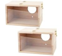 Nichoir pour perruches, 2 nichoirs en bois pour calopsittes avec porte ronde, perchoir extérieur et couvercle ouvrable, nid d'oiseau robuste et naturel pour cage, accessoires pour cage à oiseaux