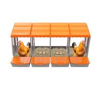Nichoir pour poules - 4 compartiments - Nid à rouler - En polypropylène - Montage mural - Autonome - Moderne - Rectangulaire - Nid de poule pour l'extérieur - Ferme - Orange