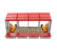 Nichoir pour poules avec 4 compartiments, nid, nid de déroulement avec zone de collecte des œufs et trous d'aération, autoportant et montage mural, rouge et gris, 121,1 x 51,5 x 46,5 cm
