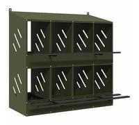 Nichoir pour poules en métal avec 8 compartiments - Vert olive - Tôle robuste laminée à froid et galvanisée pour enclos de petits animaux - Durable et résistant aux intempéries - Idéal pour l'élevage