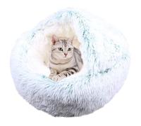 Nichoir rond pour chat avec capuche, lit apaisant coupe-vent pour intérieur, douillet anti-anxiété avec fond antidérapant, sac de couchage pour animaux domestiques (diamètre : 40 cm, vert)