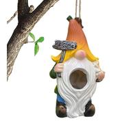 Nichoir sauvage extérieur - Drainage intérieur antimicrobien, Gnome suspendu aux arbres ; Base en polyrésine résistante à l'humidité ; Coin de nidification profond du jardin sémantique ; Petit trou d'