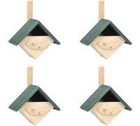 Nichoirs 4 pcs 24x16x30 cm Bois de sapin toit vert et boîtier bois naturel G