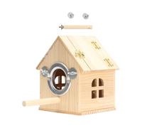 Nichoirs à oiseaux en bois double perforé avec toit extérieur pour perruches, conures, nichoirs d'intérieur et d'extérieur