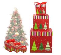 Nichoirs de Noël - Ensemble de nichoirs de Noël - Boîte empilable de Noël avec couvercle et nœud qui est assez solide pour ne pas s'effondrer et peut être empilée