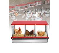 Nichoirs muraux en métal for Poules, pondoir Robuste en Acier galvanisé à 3 Compartiments, antirouille, Facile à Installer et à Nettoyer, for poulaillers - Rouge sans Support