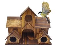 Nichoirs Pour L'extérieur - Cottage Rustique 20 X 15 X 13 Cm, Nichoir En Bois Multi-trous, Grand Style De Jardin Avec Design Naturel Et Option De Suspension | Décoration Extérieure Pour Cour, Pelouse,