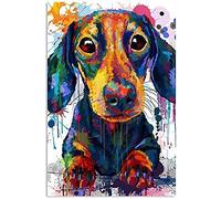 Nichpedr Puzzles accessoires teckel aquarelle abstrait amoureux Wiener maman papa saucisse puzzle pour adultes et familles cadeau scolaire interactif 1000 pièces fête des mères