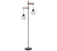 Nicht Zutreffend Lampadaire sur pied - E27 - Hauteur : 168 cm - Métal - Bois - Noir - 2 ampoules