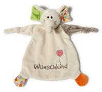 nici 40038 Doudou Éléphant, Message Et Image Motif Brodé,``Désir Enfant, 25 X 25 Cm