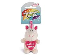NICI 42723 Pendentif Licorne Theodor Lieblingsmensch, 8 cm, blanc/rose