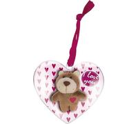 NICI 44815 Ours 6cm avec boucle Accroche boucle dans le cœur décoratif Ours en peluche Message I love You en emballage cadeau