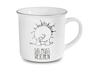 NICI 45029 Tasse en porcelaine avec inscription « Ich bin hier, das muss reichen », 400 ml