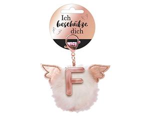 NICI 46975 Pendentif de Sac avec Pompon de Protection Lettre F Blanc/doré