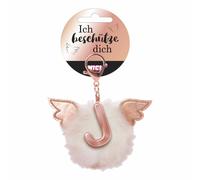 Nici 46979 Pendentif de poche Pompon de protection avec ailes + pompon Lettre métallique J