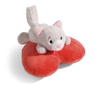 NICI Chat Love duveteux13cm couché sur cœur Gris Douce et Durable, Mignonne Peluche à câliner, pour Jouer, pour Enfants et Adultes, Une Excellente idée de Cadeau, 49404
