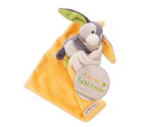 NICI 49751 Doudou pour bébé, 22 x 22 cm, avec Doudou âne, Doudou Moelleux, pour Fille et garçon, Cadeau de Naissance, avec Inscription brodée « Petite Oreille Fendue »