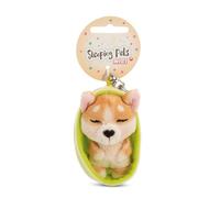 NICI 61606 Porte-clés, Motif Chien Welsh Corgi, Inscription « Sleeping Pets », 8 cm, Dans Un Panier, Marron, Compagnon Fidèle Pour Sac À Dos Ou Pour Sac, Pour Petits Et Grands